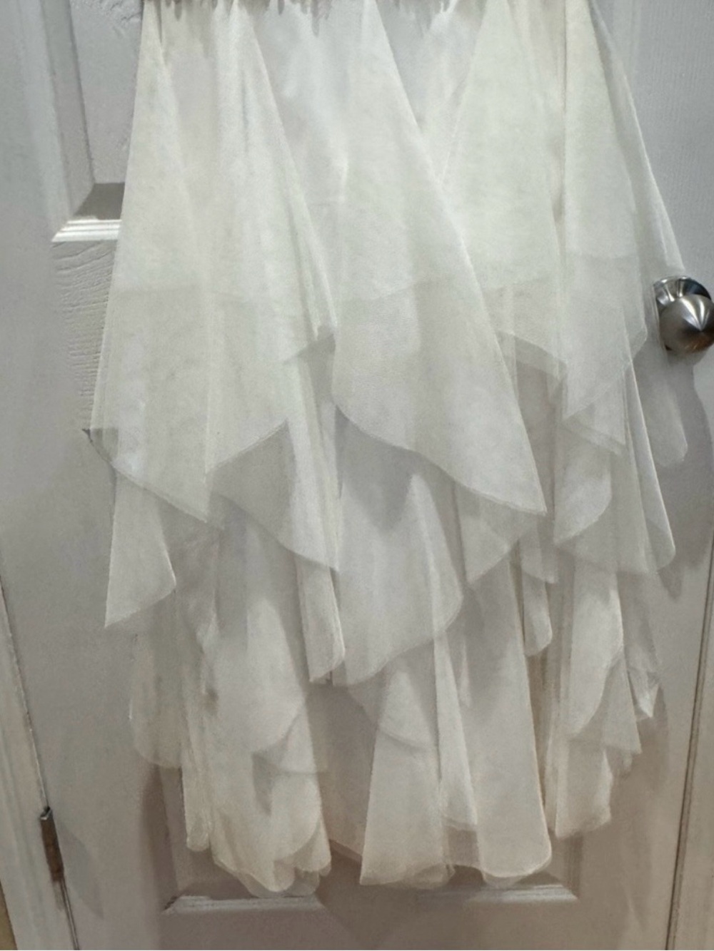 Aidan Mattox Ivory Strapless Lace Sequin Bodice Tulle Trumpet Gown Dress Size 2 - Picture 10 of 12